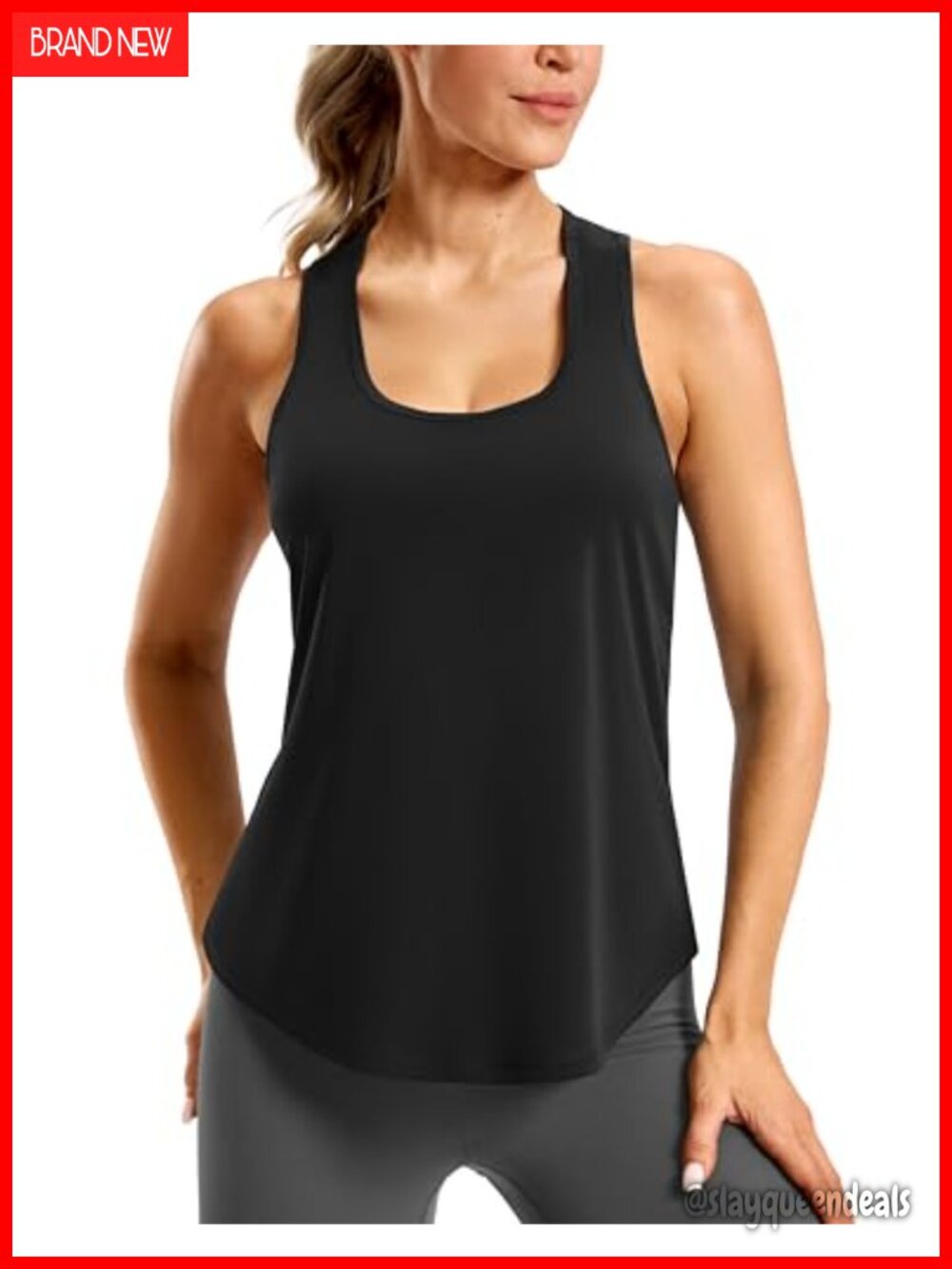 Women's Racerback Workout Tank Scoop Neck Athletic Gym Top